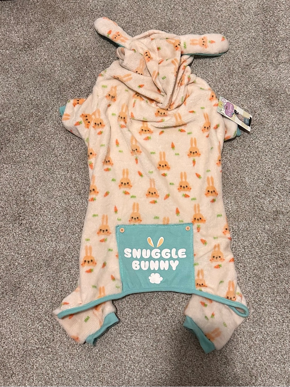 Plush Dog Pet Pajamas- Bunny Print
